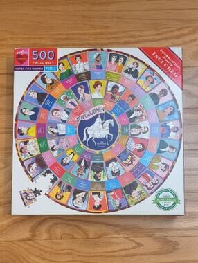 eeboo Votes for Women Round 500-Piece Puzzle NWT